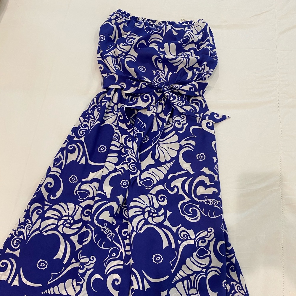 Lilly Pulitzer strapless silk jumpsuit